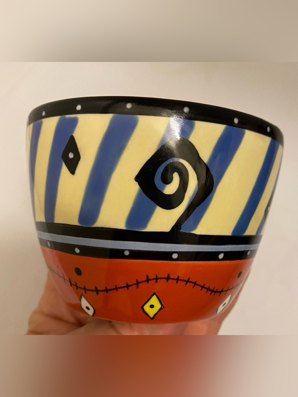 Southwestern Bella Casa By Ganz Multicolored Ceramic Bowl Mini 3”x2.5” Tall